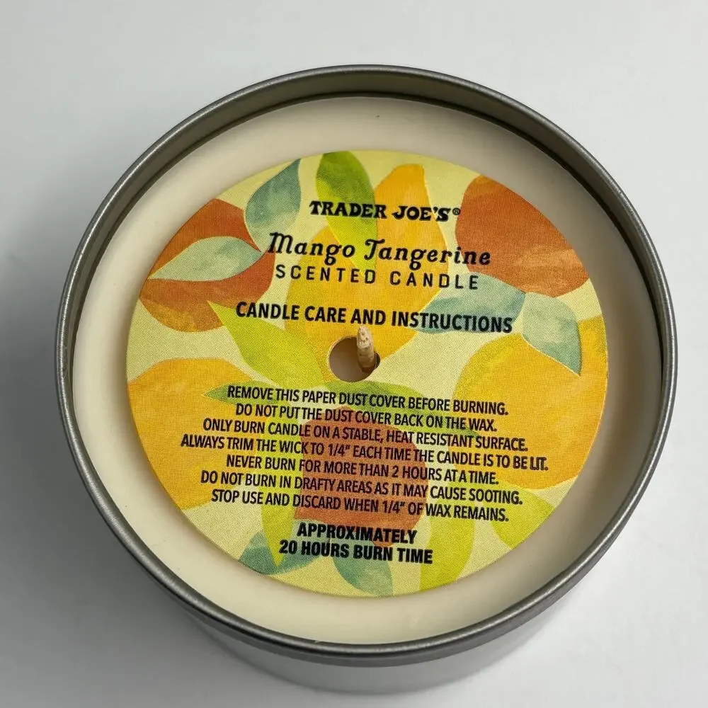 Trader Joe’s Mango Tangerine Scented Candle 5.7 oz Tin Unburned New